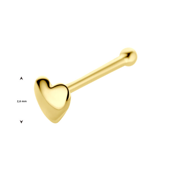 neusknopje hart 14K geelgoud - Afbeelding 3