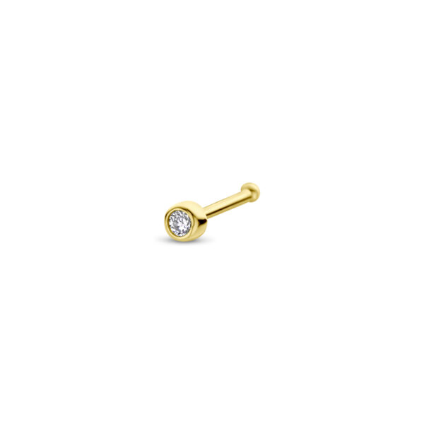neusknopje zirkonia kogel 14K geelgoud