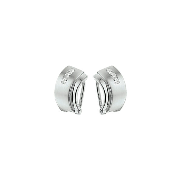 oorclips zirkonia poli/mat zilver wit