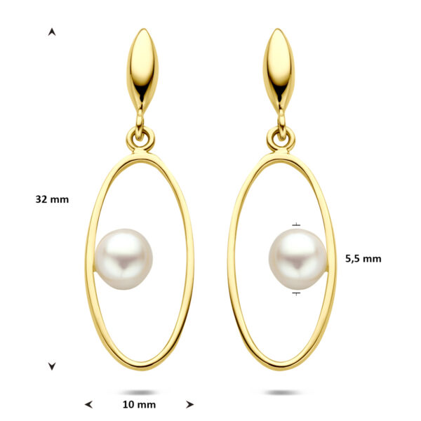 oorhanger parel 32 mm 14K geelgoud - Afbeelding 4