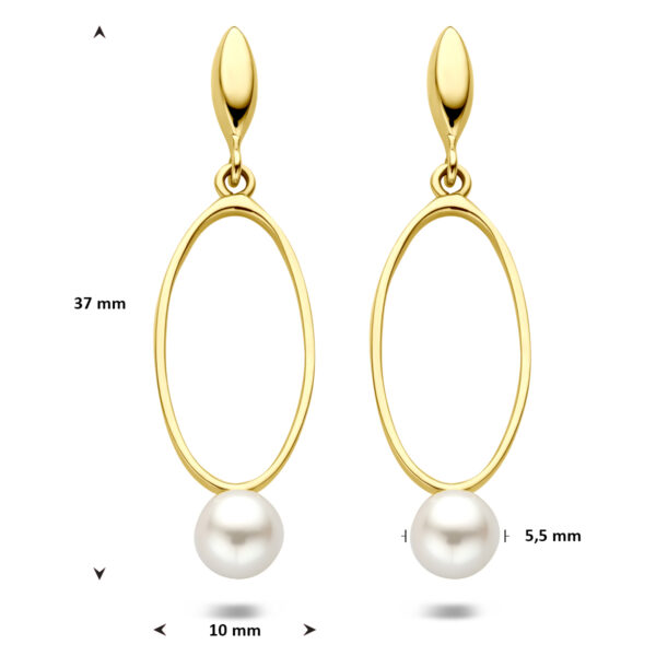 oorhanger parel 37 mm 14K geelgoud - Afbeelding 4