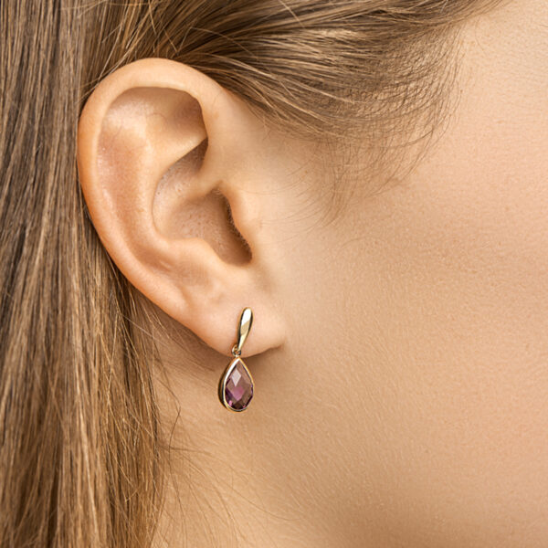 oorhangers amethist 14K geelgoud - Afbeelding 2