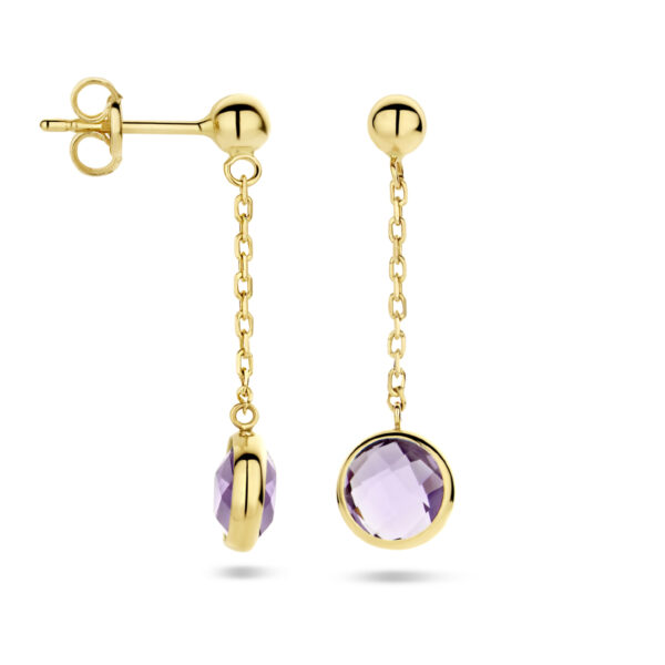 oorhangers amethist 14K geelgoud - Afbeelding 3