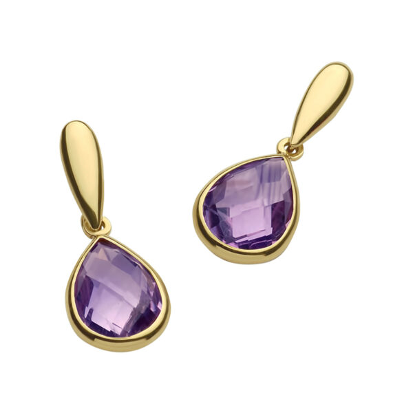 oorhangers amethist 14K geelgoud - Afbeelding 3