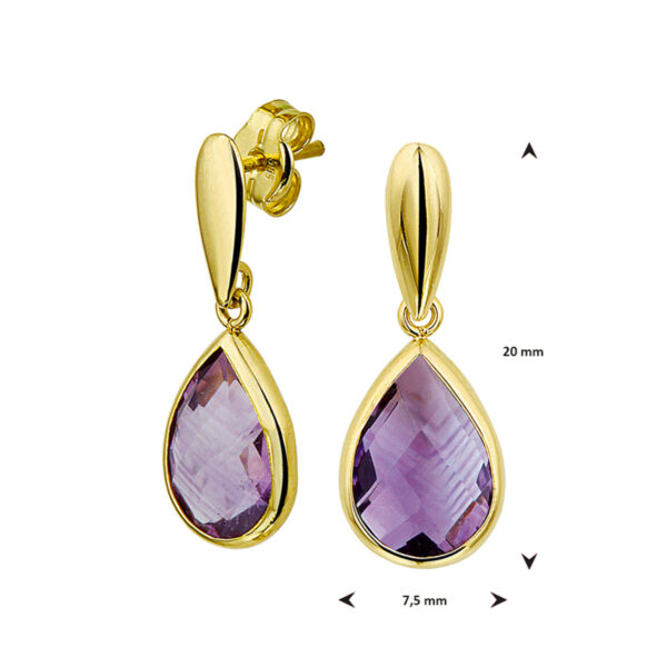 oorhangers amethist 14K geelgoud - Afbeelding 4