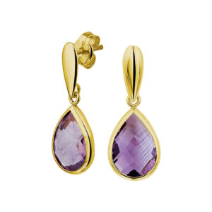 oorhangers amethist 14K geelgoud