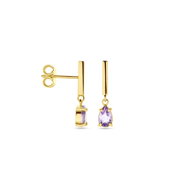 oorhangers amethist 19 mm 14K geelgoud - Afbeelding 3