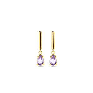 oorhangers amethist 19 mm 14K geelgoud