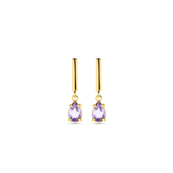 oorhangers amethist 19 mm 14K geelgoud