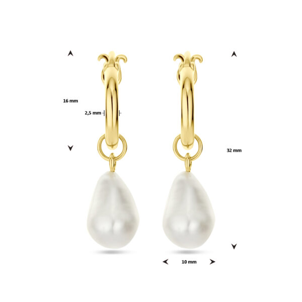 oorhangers barok parel 32 mm 1 micron zilver verguld (geel) - Afbeelding 4