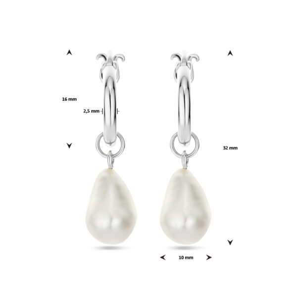 oorhangers barok parel 32 mm zilver gerhodineerd - Afbeelding 4