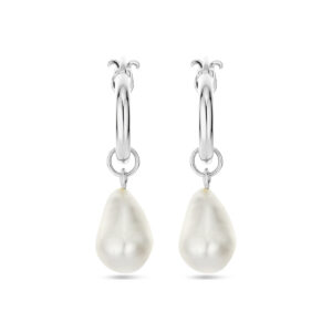 oorhangers barok parel 32 mm zilver gerhodineerd