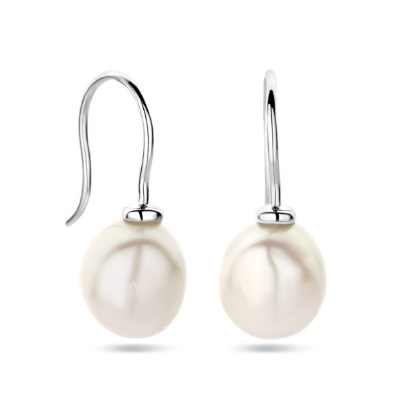 oorhangers barok parel franse haak zilver gerhodineerd - Afbeelding 3