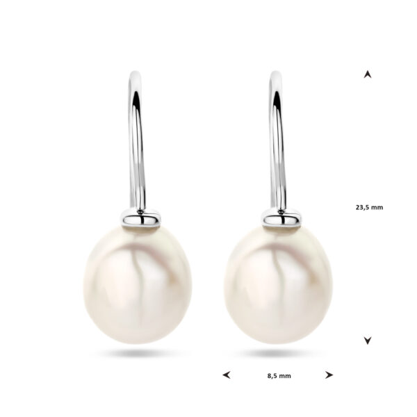 oorhangers barok parel franse haak zilver gerhodineerd - Afbeelding 4