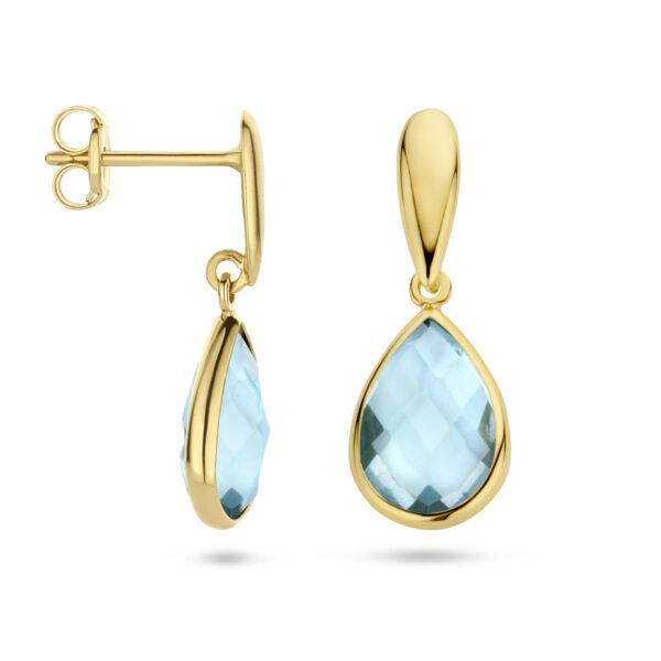 oorhangers blauw topaas 14K geelgoud - Afbeelding 3