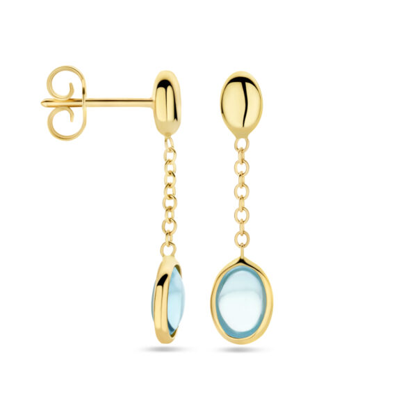 oorhangers blauw topaas 26 mm 14K geelgoud - Afbeelding 3