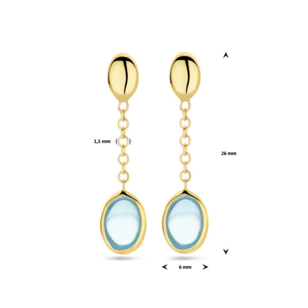 oorhangers blauw topaas 26 mm 14K geelgoud - Afbeelding 4