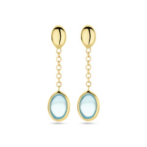 oorhangers blauw topaas 26 mm 14K geelgoud