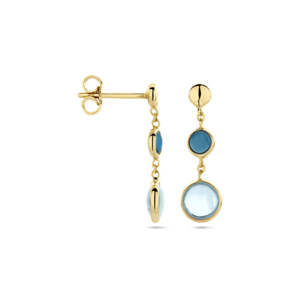 oorhangers blauw topaas en london blue topaas 14K geelgoud - Afbeelding 3