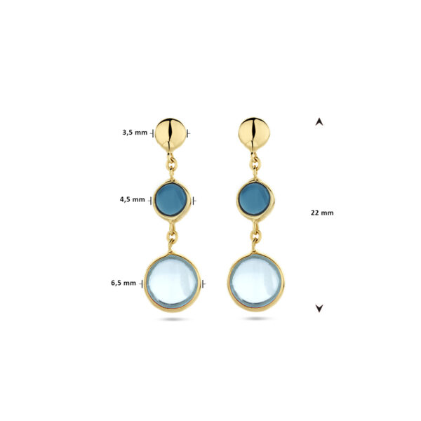 oorhangers blauw topaas en london blue topaas 14K geelgoud - Afbeelding 4