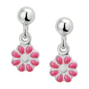 oorhangers bloem zilver gerhodineerd