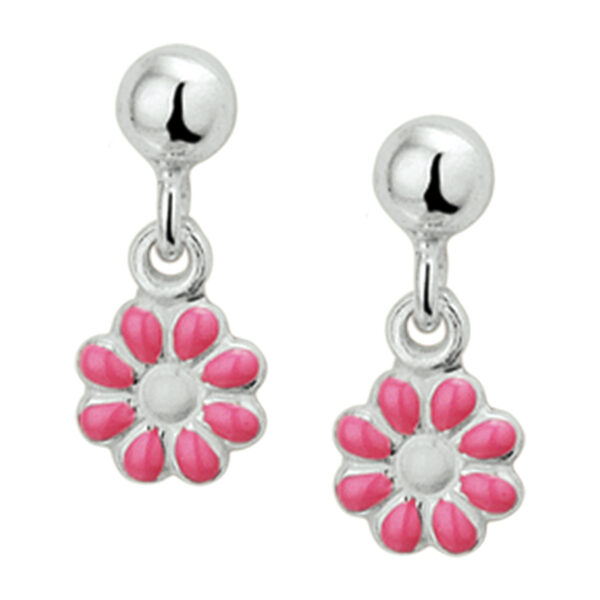 oorhangers bloem zilver gerhodineerd