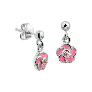 oorhangers bloem zirkonia zilver gerhodineerd