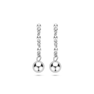 oorhangers bolletjes 25 mm zilver gerhodineerd