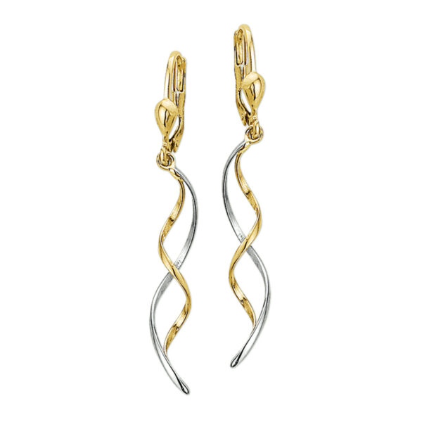 oorhangers brisur haak 14K bicolor goud geel/wit