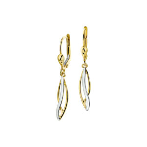 oorhangers brisur haak bicolor gestift 14K geelgoud