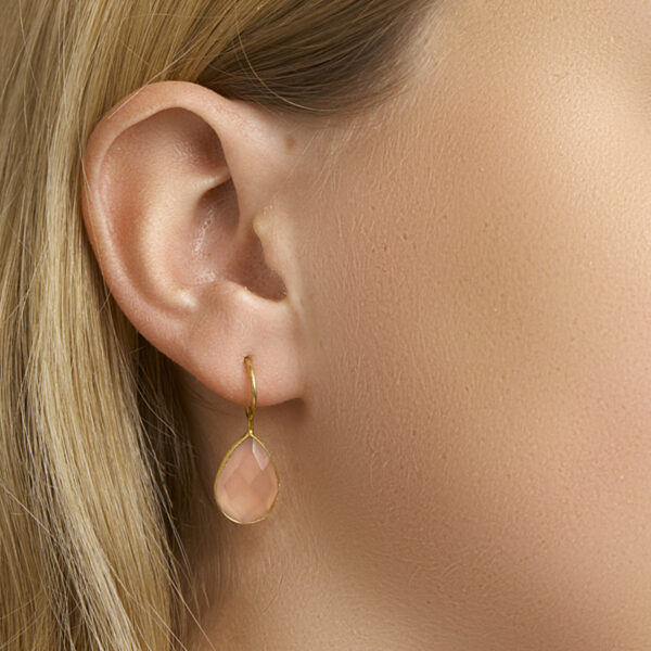 oorhangers chalcedoon franse haak 1 micron zilver verguld (geel) - Afbeelding 2