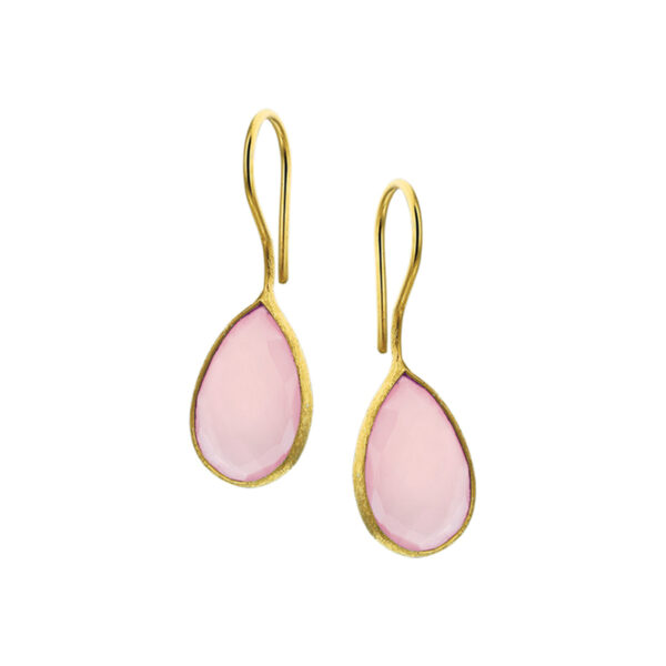 oorhangers chalcedoon franse haak 1 micron zilver verguld (geel)