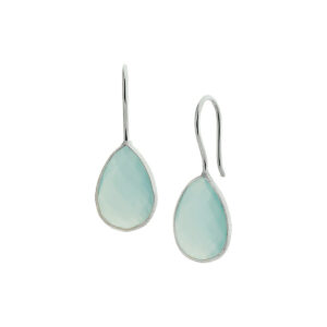 oorhangers chalcedoon franse haak zilver wit