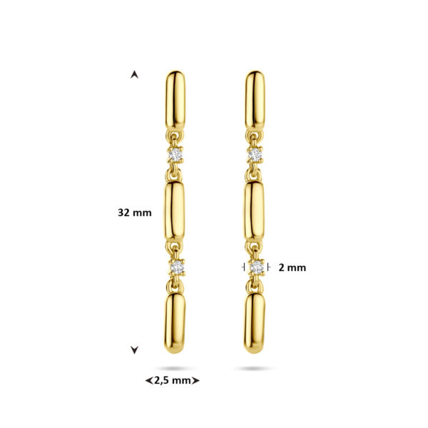 oorhangers diamant 0.06ct (2x 0.03ct) h si 32 mm 14K geelgoud - Afbeelding 4