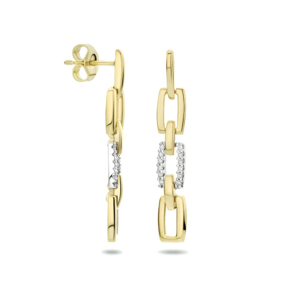 oorhangers diamant 0.10ct (2x0.05ct) h si 14K bicolor goud geel/wit - Afbeelding 3