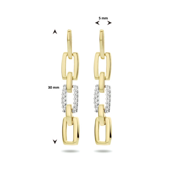 oorhangers diamant 0.10ct (2x0.05ct) h si 14K bicolor goud geel/wit - Afbeelding 4
