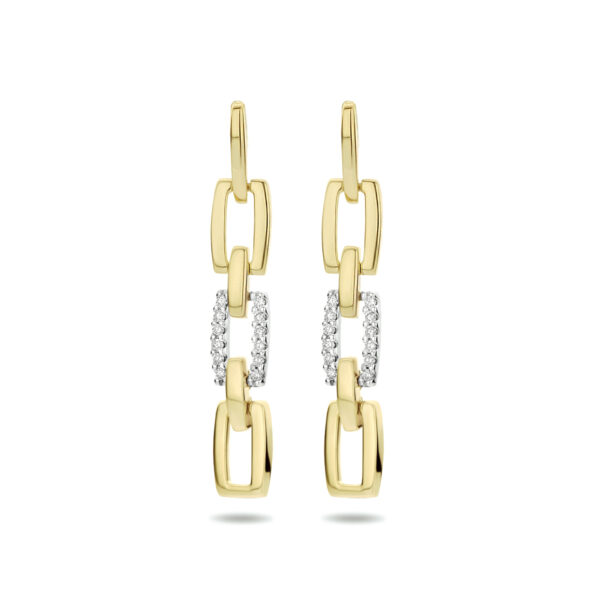 oorhangers diamant 0.10ct (2x0.05ct) h si 14K bicolor goud geel/wit