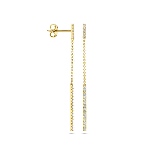 oorhangers diamant 0.22ct (2x 0.11ct) h si 45 mm 14K geelgoud - Afbeelding 3