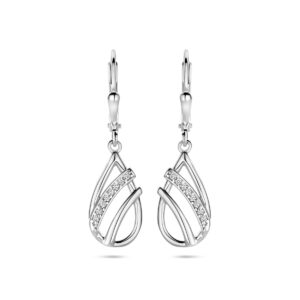 oorhangers druppel zirkonia brisur haak 33 mm zilver gerhodineerd