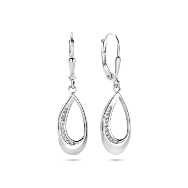 oorhangers druppel zirkonia brisur haak 34 mm zilver gerhodineerd - Afbeelding 3