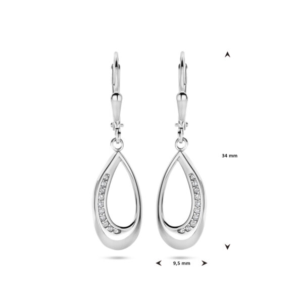 oorhangers druppel zirkonia brisur haak 34 mm zilver gerhodineerd - Afbeelding 4