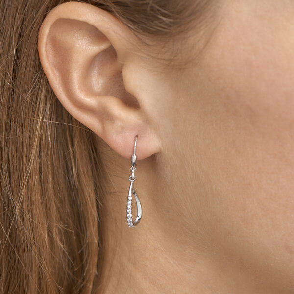 oorhangers druppel zirkonia brisur haak zilver gerhodineerd - Afbeelding 2