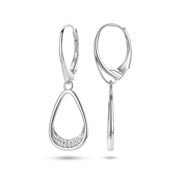 oorhangers druppel zirkonia brisur haak zilver gerhodineerd - Afbeelding 3