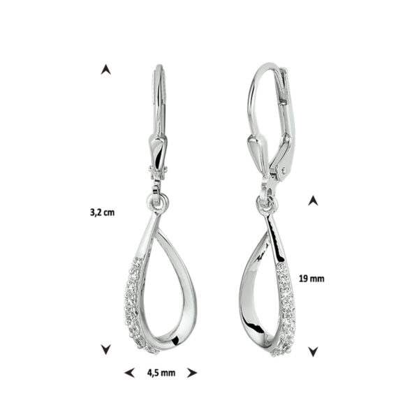 oorhangers druppel zirkonia brisur haak zilver gerhodineerd - Afbeelding 3