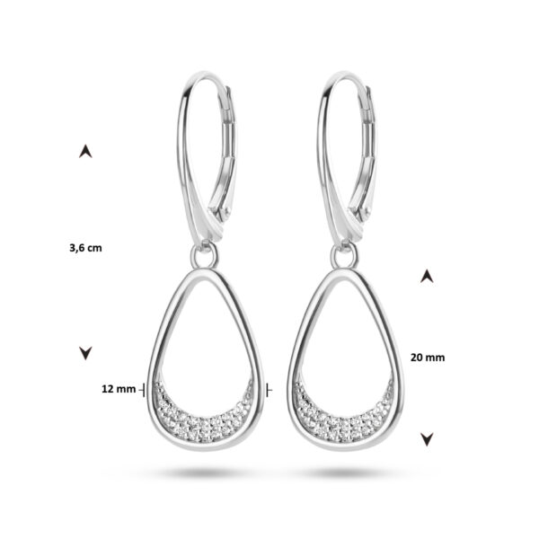 oorhangers druppel zirkonia brisur haak zilver gerhodineerd - Afbeelding 4