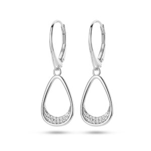 oorhangers druppel zirkonia brisur haak zilver gerhodineerd