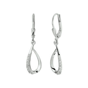 oorhangers druppel zirkonia brisur haak zilver gerhodineerd