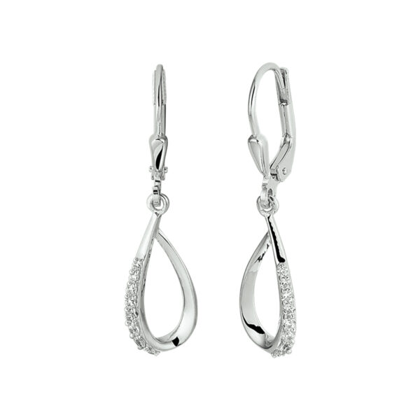oorhangers druppel zirkonia brisur haak zilver gerhodineerd