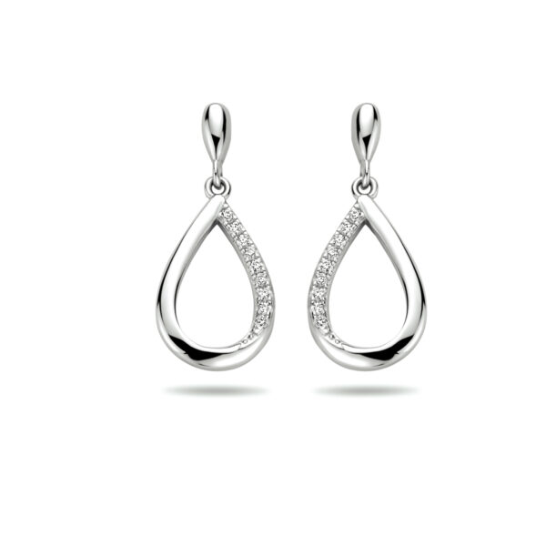 oorhangers druppel zirkonia zilver gerhodineerd