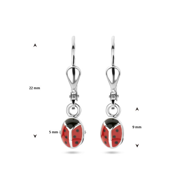 oorhangers emaille lieveheersbeestje zilver gerhodineerd - Afbeelding 4